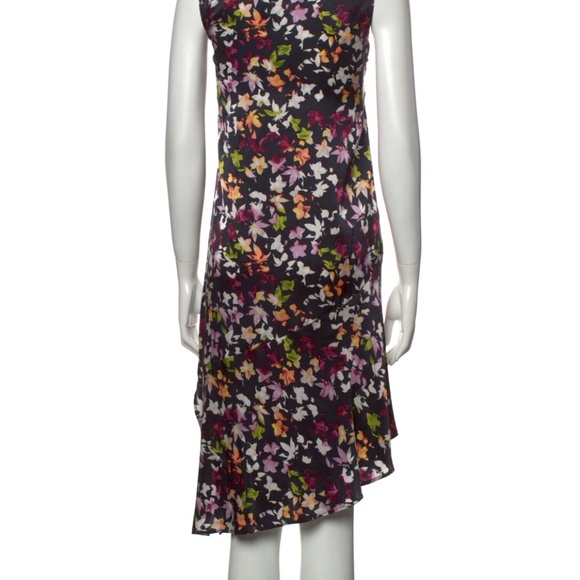 Equipment Sz XS Tira Silk Shift Asymmetrical Dress Eclipse Multi Floral - Picture 4 of 4